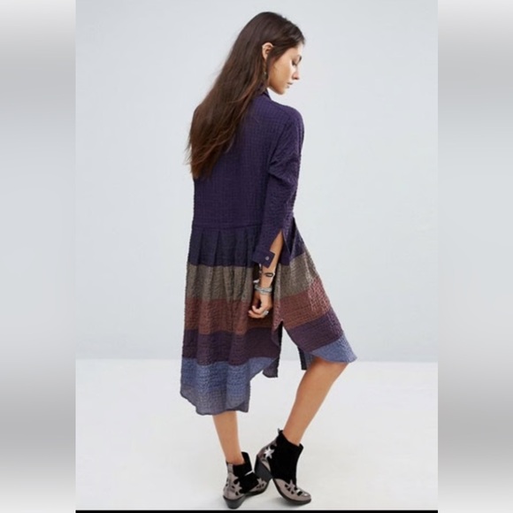FREE PEOPLE Ray Of Light Midi Dress Violet Plum Combo - Picture 3 of 13